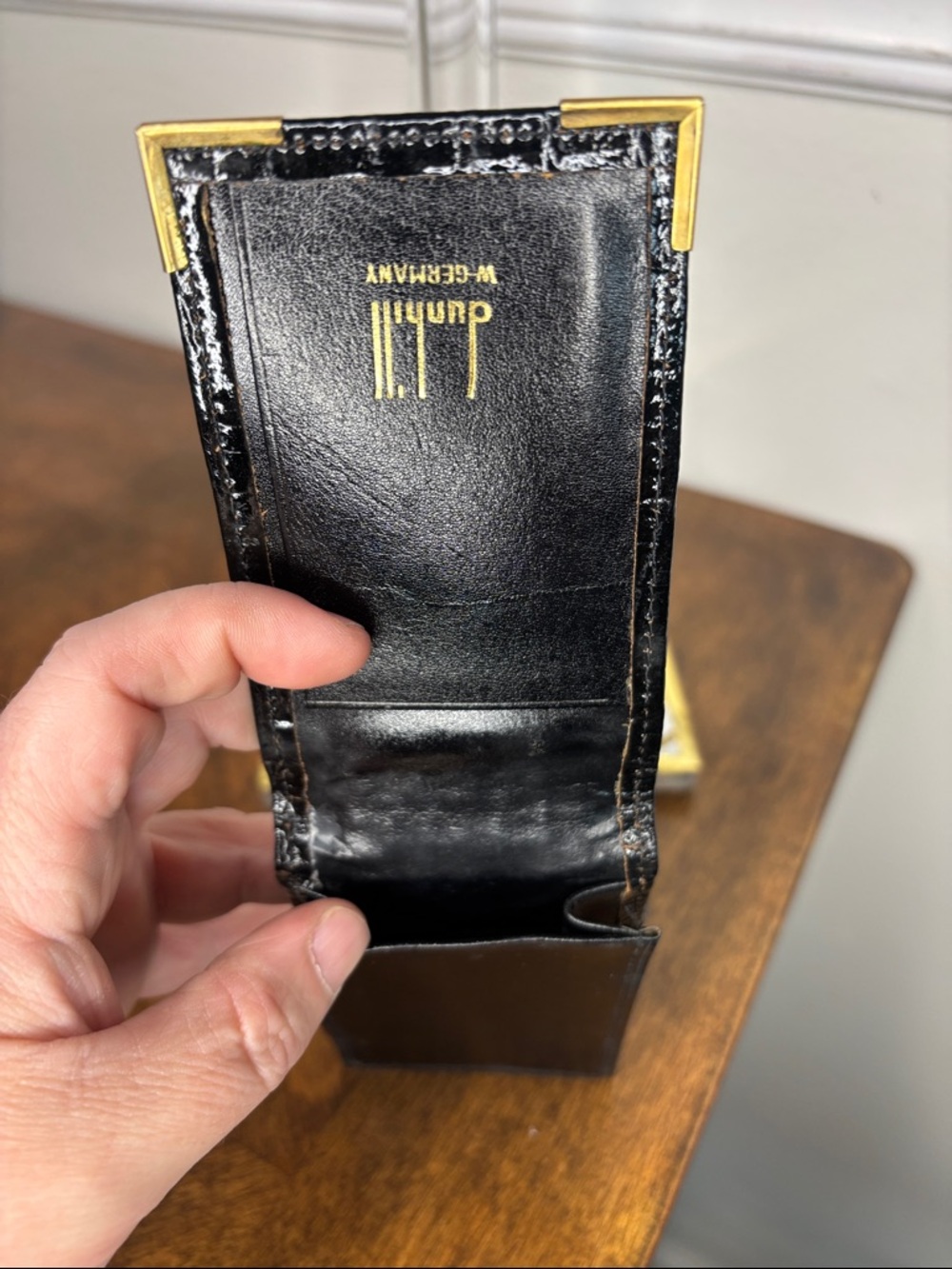 Dunhill Vintage Black Embossed Leather Card Case with Gold-Tone Corners - Picture 9 of 11
